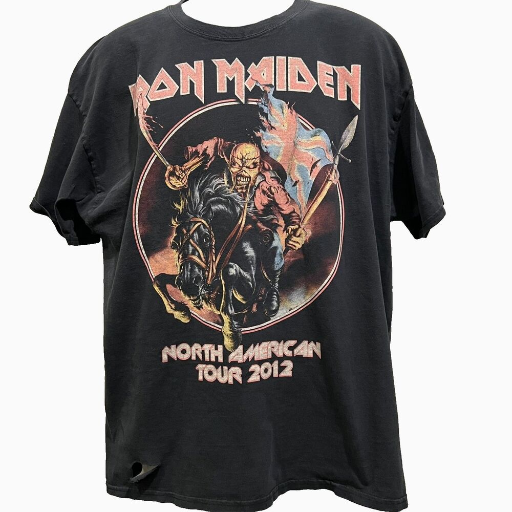 Iron Maiden Thrashed Maiden England Tour Tee 2012 North American Metal Shirt